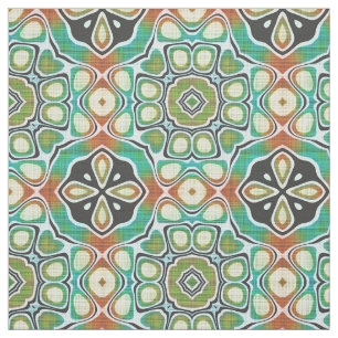 Tissu Brown Orange Lime Green Hip Ornat Art Motif