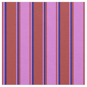 Tissu Brown, orchidées et bandes bleues