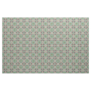 Tissu Brown Turquoise Blue Retro Nouveau Déco Motif