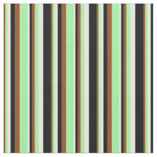 Tissu Brown, vert, blanc et noir Motif des rayures