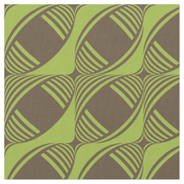 Tissu Brown & Vert Funky Mid-Century Moderne Motif (Fermer)