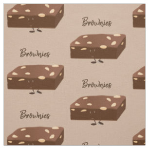 Tissu Brownies souriantes Brown Cartoon Food Character W