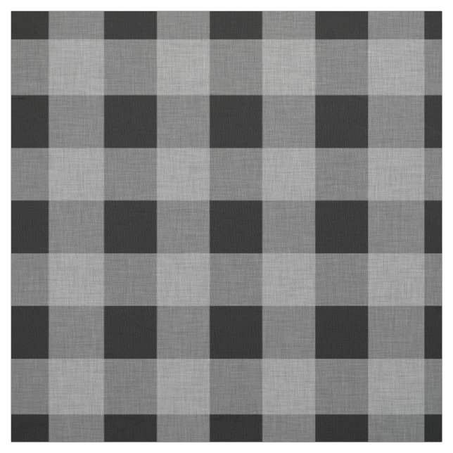Tissu Buffle noir gris plaqué | Big Checks | Personnalis (Échantillon)