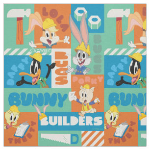 Tissu BUGS BUNNY BUILDERS™  Motif de grille de caractère