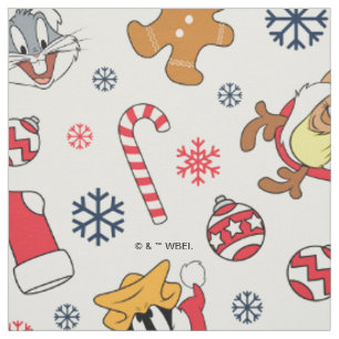 Tissu BUGS BUNNY™, DAFFY DUCK™ & Lola Motif de Noël