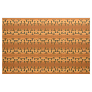 Tissu Bull Skuls Rustic Gold Brown Western Motif
