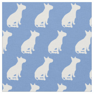 Tissu Bull Terrier Chien Silhouette Animal bleu clair