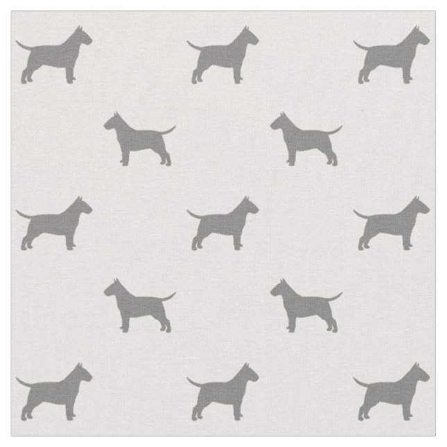 Tissu Bull Terrier Silhouettes Motif gris et blanc (Fermer)