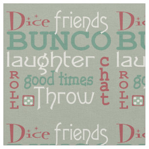 Tissu Bunco Dice Amis Rouge, Vert, Blanc