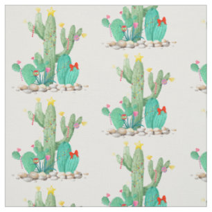 Tissu Cactus de Noël Aquarelle du désert du sud-ouest