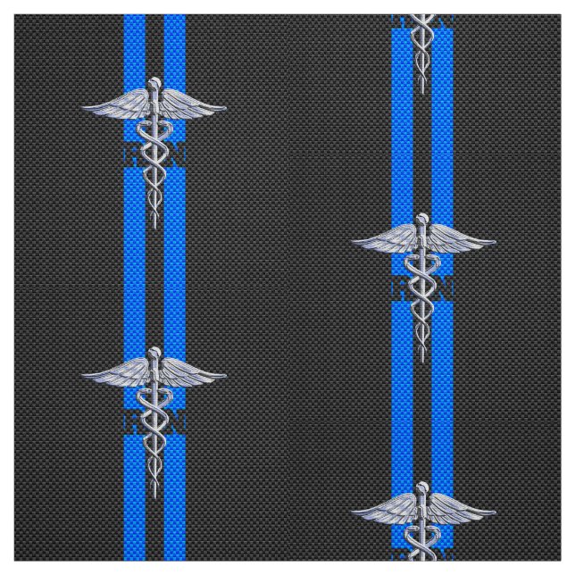 Tissu Caducée argenté de RN d'infirmier autorisé (Échantillon)
