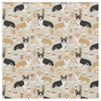 Tissu Café de corgi - chiens de corgi de cardigan