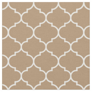 Tissu Café glacé et blanc de Quatrefoil marocain