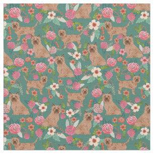 Tissu cairn terrier vintage floral vert