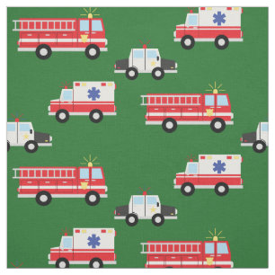 Tissu Camions de pompiers Police Ambulance Cute Kids Urg