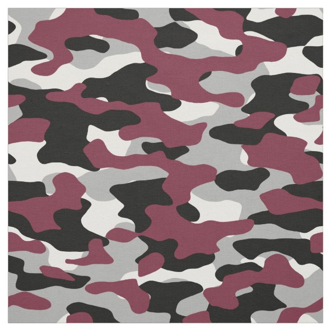 Tissu Camo bordeaux, noir, blanc et gris (Échantillon)