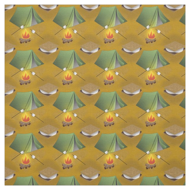 Tissu Camping Tent Campfire et Smores Motif (Échantillon)