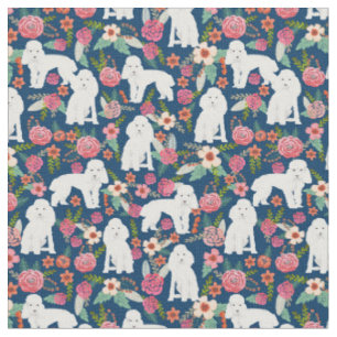 Tissu caniche à jouet floral vintage marine