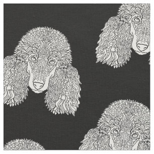 Tissu Caniche - chiens détaillés