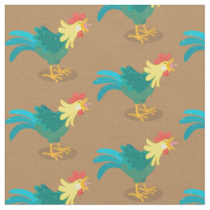 Tissu Caricature amusante du coq à rames