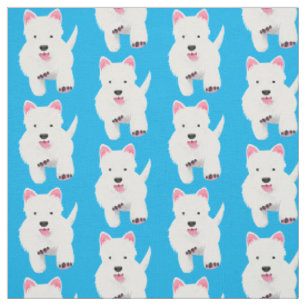 Tissu Caricature blanche de terrier de l'ouest