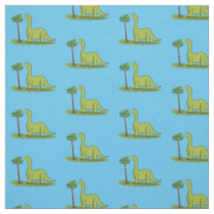 Tissu Caricature de dinosaure de brontosaurus vert migno