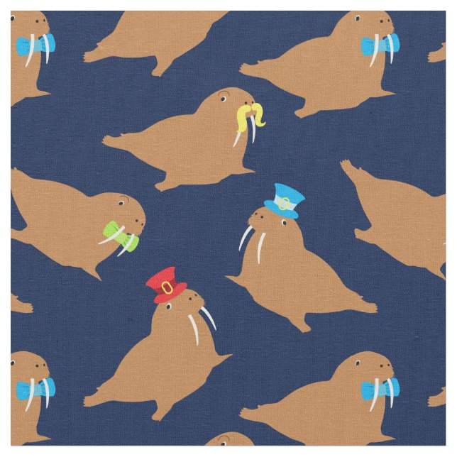 Tissu Caricature de Walrus (Fermer)