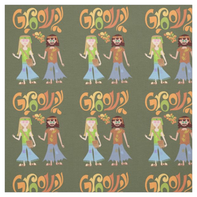 Tissu Caricature des années 70 illustrée Super (Échantillon)