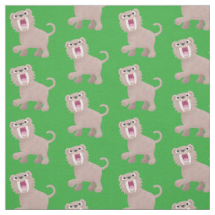 Tissu Caricature du tigre mignon Saber Toothed Smilodon