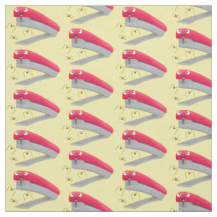 Tissu Caricature en agrafeuse rouge pâle