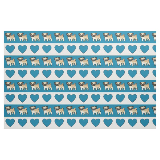 Tissu Carlins et coeurs - bleu (Fat Quarter)