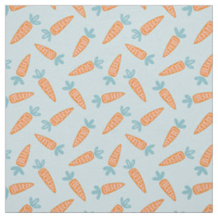 Tissu Carottes mignonnes sur bleu clair