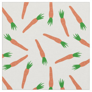 Tissu Carottes orange, verte et blanche Imprimante à mo