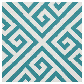 Tissu Carré en diagonale Turquoise foncé Motif de clé gr