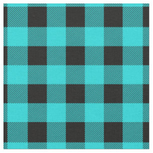 Tissu Carreaux aqua et noir vintage Buffalo