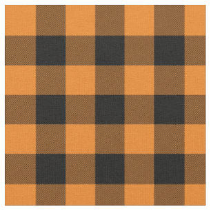 Tissu Carreaux de buffle orange et noir