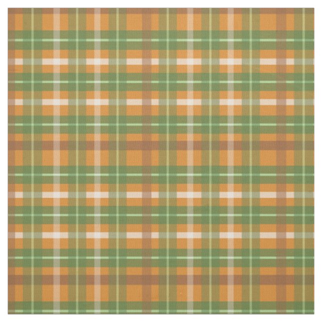 Tissu Carreaux verts et orange d'automne (Échantillon)