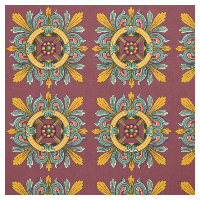 Tissu Carrelage victorien Rose foncé (Échantillon)