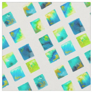 Tissu carrés bleus et verts à l'aquarelle