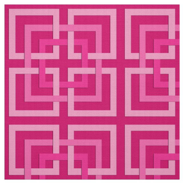 Tissu Carrés géométriques modernes, fuchsia et (Échantillon)