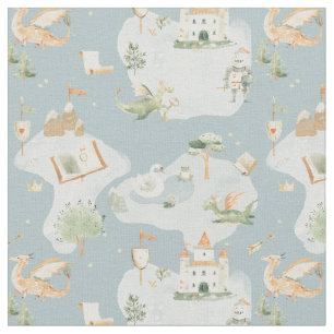 Tissu carte du château du Royaume Royal Dragon Bleu
