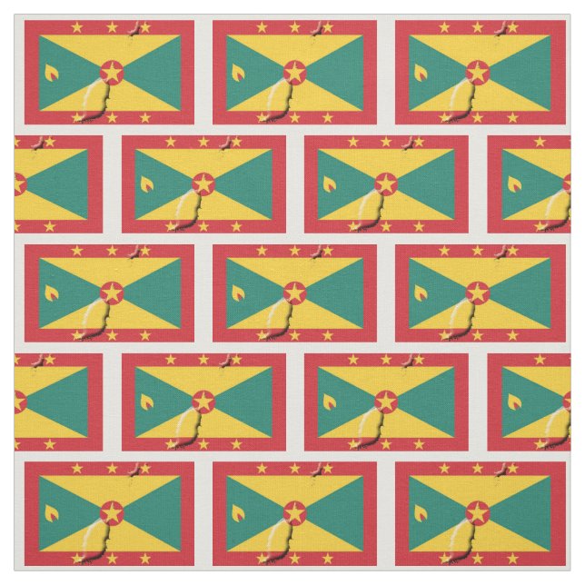 Tissu Carte du DRAPEAU GRENADA CARRIACOU Plan (Échantillon)