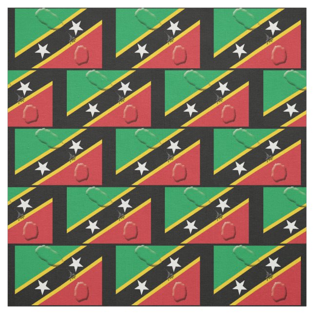 Tissu Carte et drapeau de ST KITTS (Échantillon)