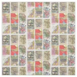 Tissu cartes du monde antique citations de voyage Collag