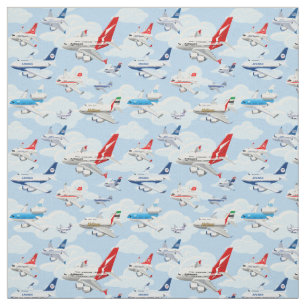 Tissu Cartographier les avions commerciaux sans couture 