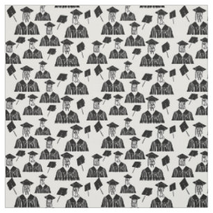 Tissu Casquettes de graduation en noir et blanc 