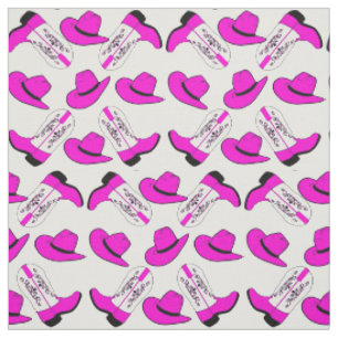 Tissu Casquettes roses de bottes de cowboy sur tout