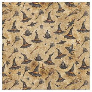 Tissu Casquettes vintages sorcières et Broomsticks Motif