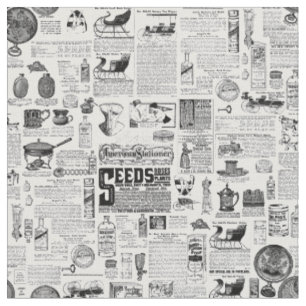 Tissu catalogue victorien noir blanc toile antique