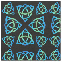 Celtic Triquetra Motif Blues et vert sur noir